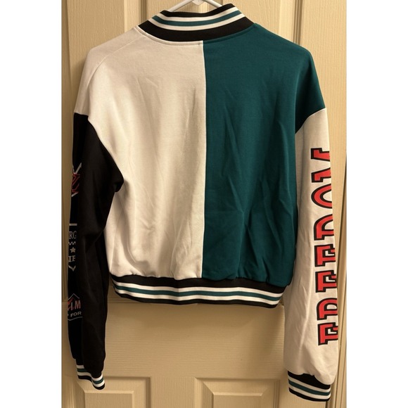 Woman's Varsity Jacket Color Block Jacket Baseball Bomber Y2K Street Wear Medium - Picture 4 of 5